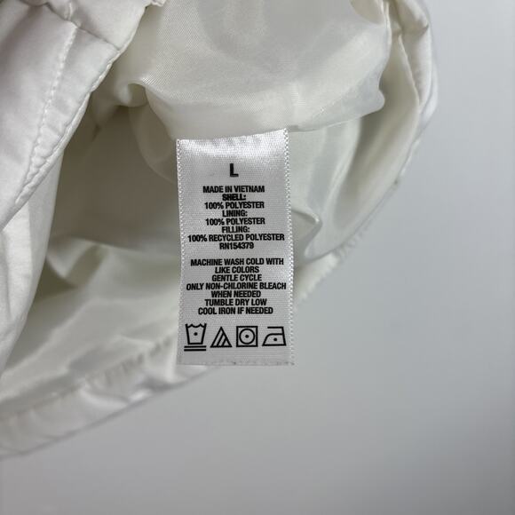 Aeropostale Remixed Down Puffer Vest Large Off White Recycled Fall Layering - Picture 6 of 7